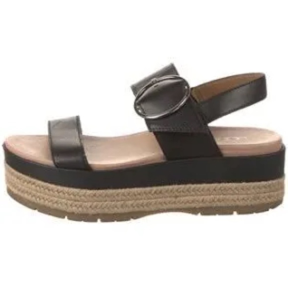 UGG Women’s Size 8 Leather Espadrille Platform Sandals in Black